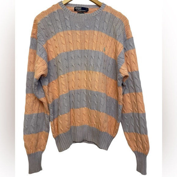 Ralph Lauren Other - Ralph Lauren Sweater Men’s XL Blue & Orange Crewneck Cable Knit 90’s